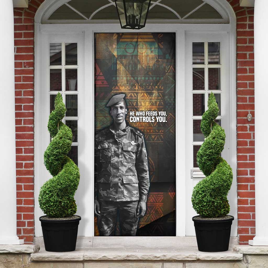 Thomas Sankara Door Cover Burkina Faso Africa Self-Reliance Message and Military Portrait - Wonder Print Shop