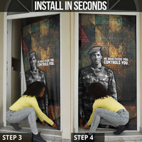 Thomas Sankara Door Cover Burkina Faso Africa Self-Reliance Message and Military Portrait - Wonder Print Shop