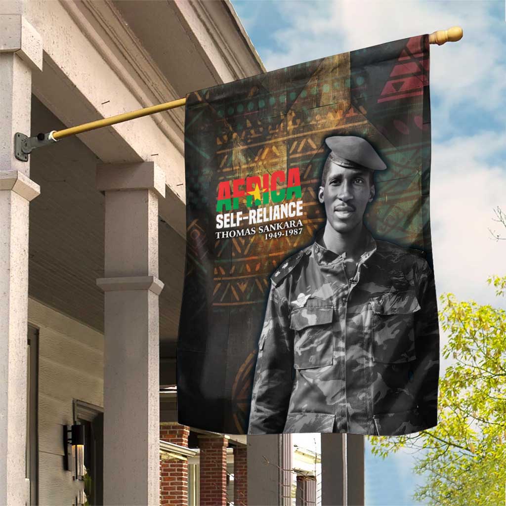 Thomas Sankara Garden Flag Burkina Faso Africa Self-Reliance Message and Military Portrait - Wonder Print Shop