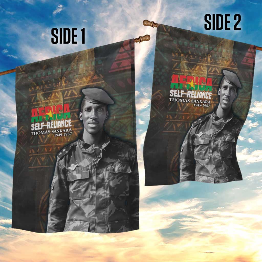 Thomas Sankara Garden Flag Burkina Faso Africa Self-Reliance Message and Military Portrait - Wonder Print Shop