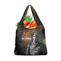 Thomas Sankara Grocery Bag Burkina Faso Africa Self-Reliance Message and Military Portrait - Wonder Print Shop