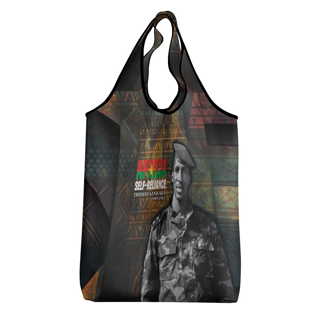 Thomas Sankara Grocery Bag Burkina Faso Africa Self-Reliance Message and Military Portrait - Wonder Print Shop