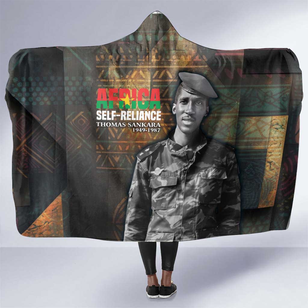 Thomas Sankara Hooded Blanket Burkina Faso Africa Self-Reliance Message and Military Portrait - Wonder Print Shop