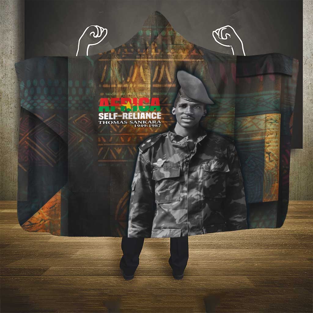 Thomas Sankara Hooded Blanket Burkina Faso Africa Self-Reliance Message and Military Portrait - Wonder Print Shop