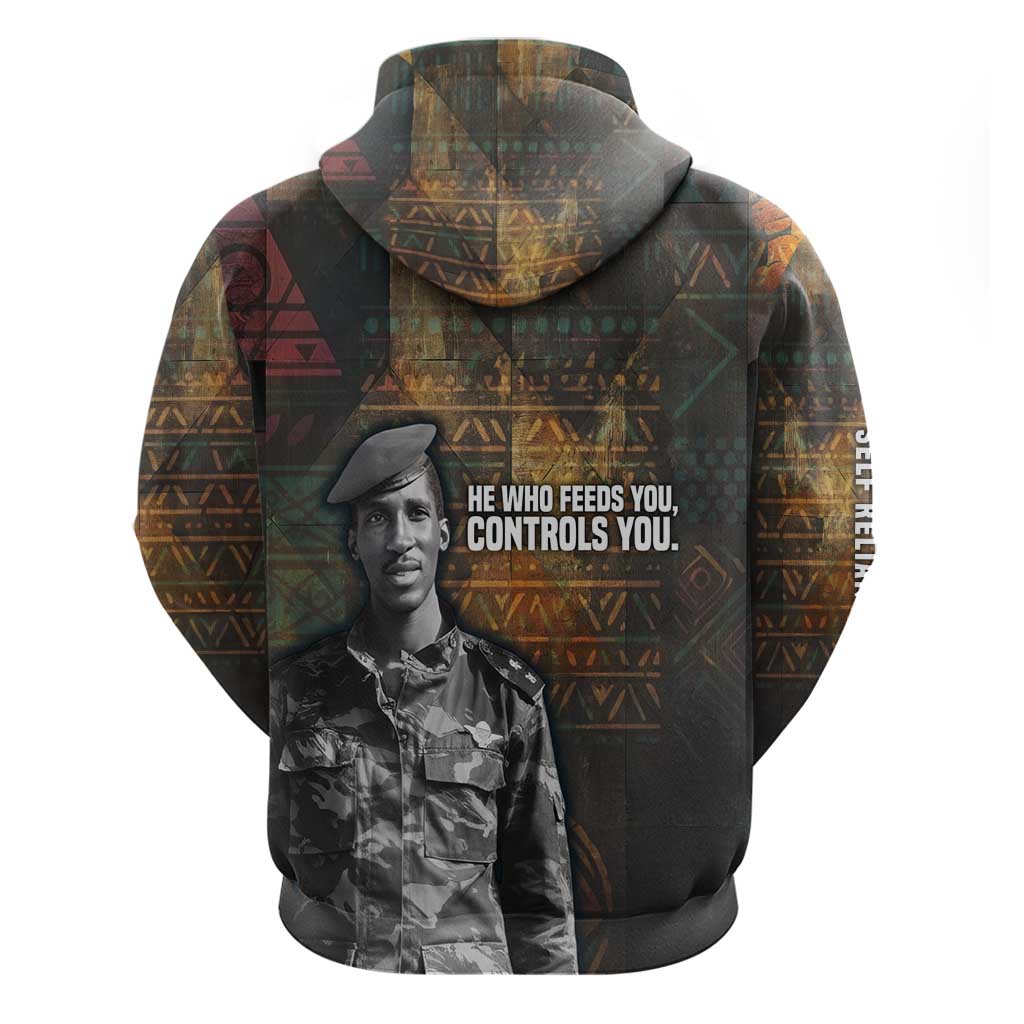 Thomas Sankara Hoodie Burkina Faso Africa Self-Reliance Message and Military Portrait - Wonder Print Shop