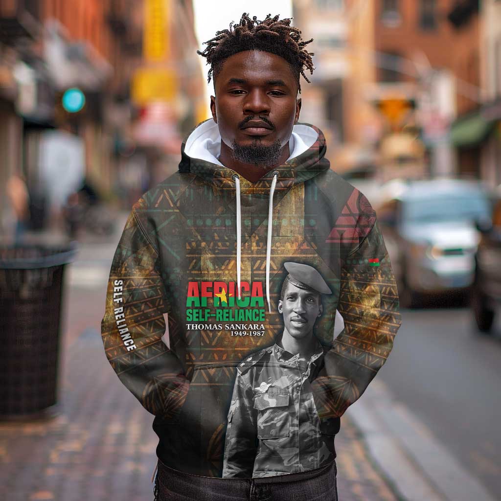 Thomas Sankara Hoodie Burkina Faso Africa Self-Reliance Message and Military Portrait - Wonder Print Shop