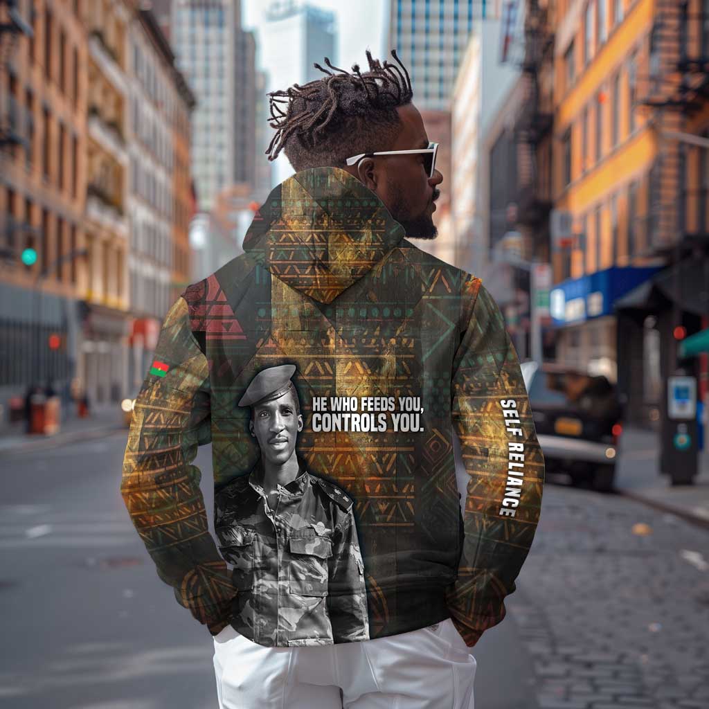 Thomas Sankara Hoodie Burkina Faso Africa Self-Reliance Message and Military Portrait - Wonder Print Shop