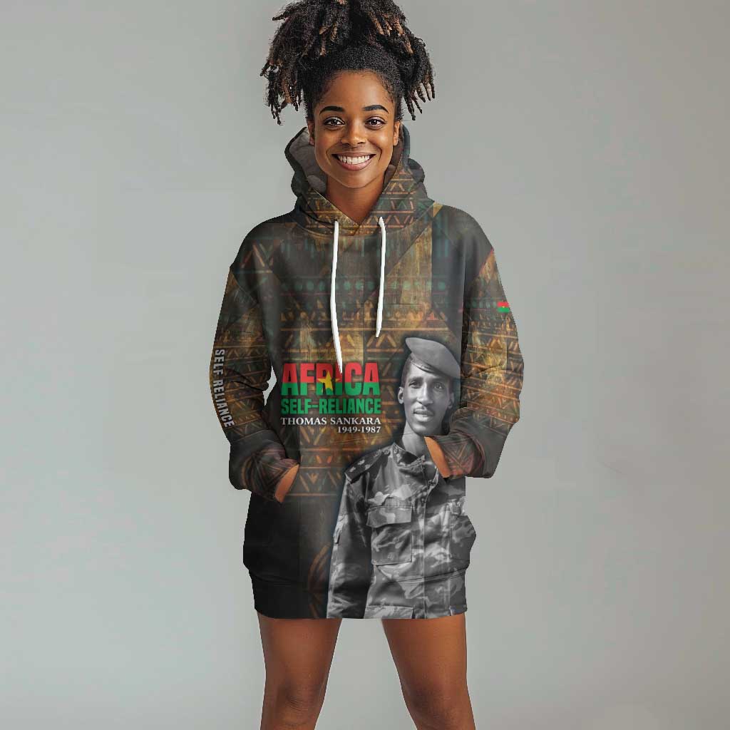Thomas Sankara Hoodie Dress Burkina Faso Africa Self-Reliance Message and Military Portrait - Wonder Print Shop