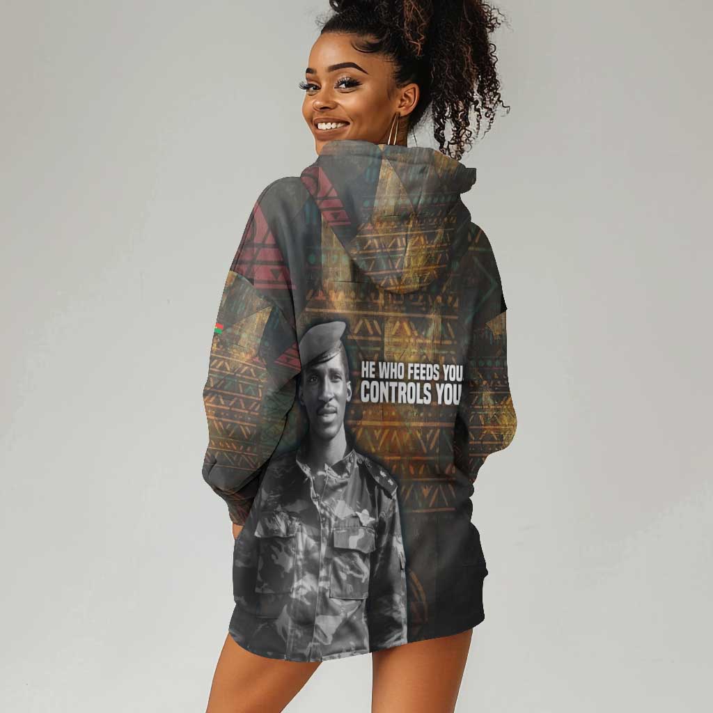Thomas Sankara Hoodie Dress Burkina Faso Africa Self-Reliance Message and Military Portrait - Wonder Print Shop