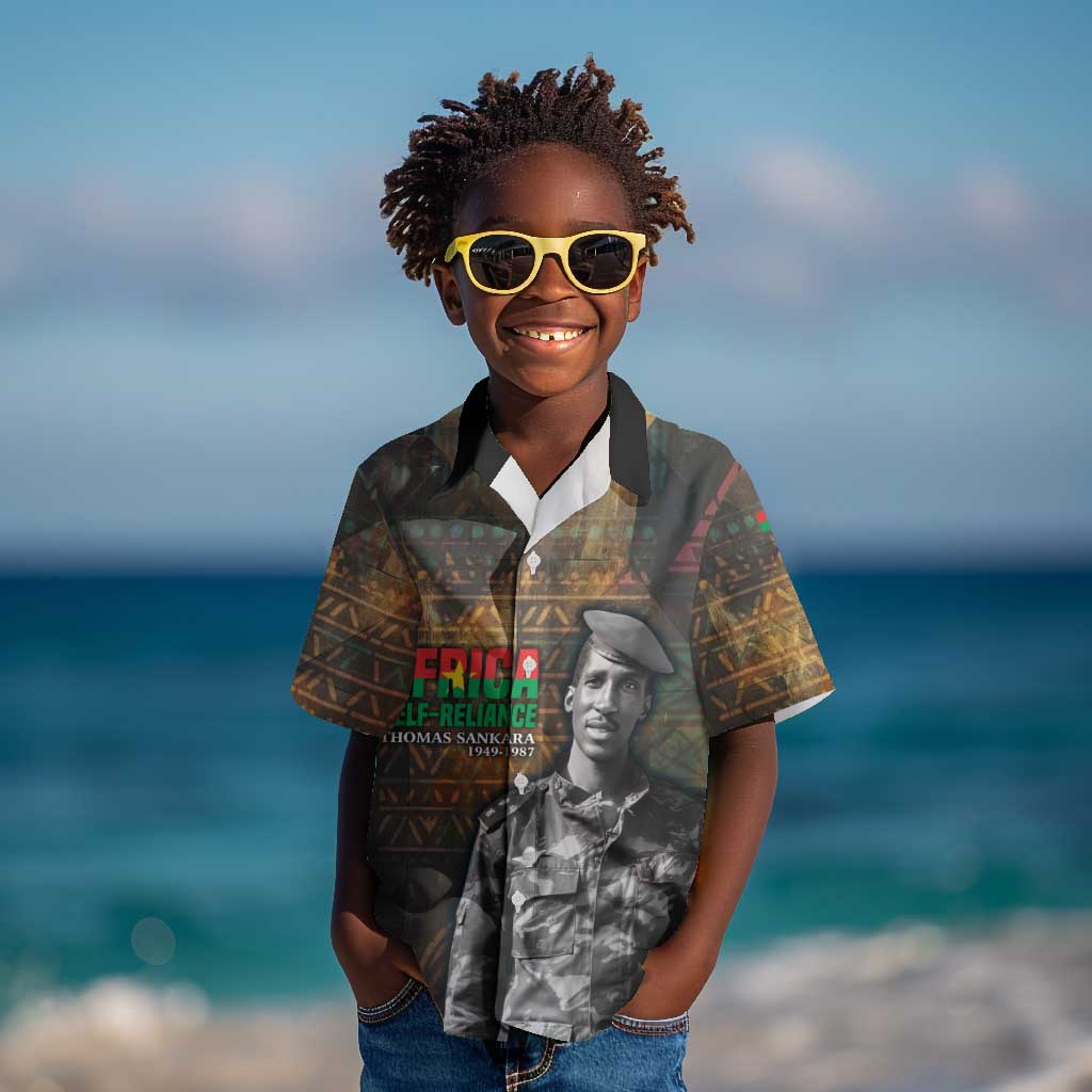 Thomas Sankara Kid Hawaiian Shirt Burkina Faso Africa Self-Reliance Message and Military Portrait - Wonder Print Shop