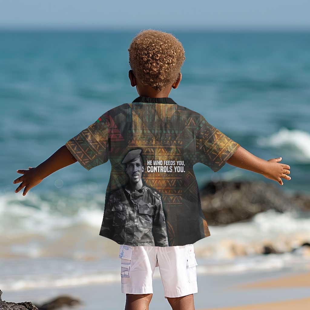 Thomas Sankara Kid Hawaiian Shirt Burkina Faso Africa Self-Reliance Message and Military Portrait - Wonder Print Shop