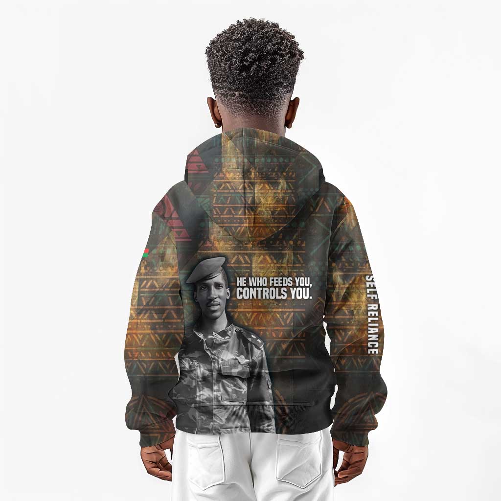 Thomas Sankara Kid Hoodie Burkina Faso Africa Self-Reliance Message and Military Portrait - Wonder Print Shop