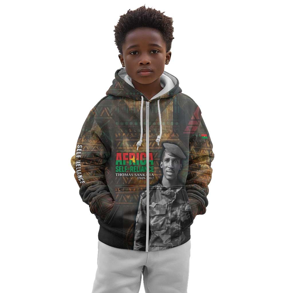 Thomas Sankara Kid Hoodie Burkina Faso Africa Self-Reliance Message and Military Portrait - Wonder Print Shop