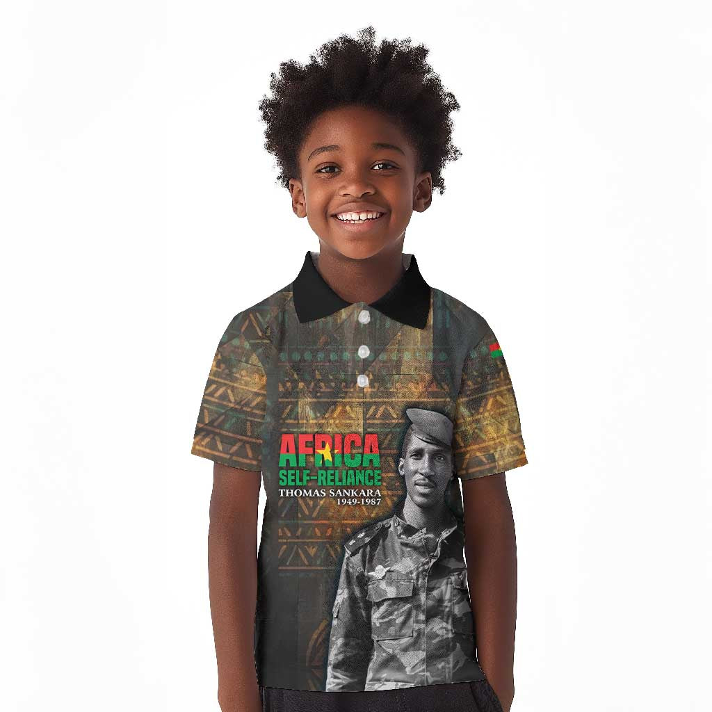 Thomas Sankara Kid Polo Shirt Burkina Faso Africa Self-Reliance Message and Military Portrait - Wonder Print Shop