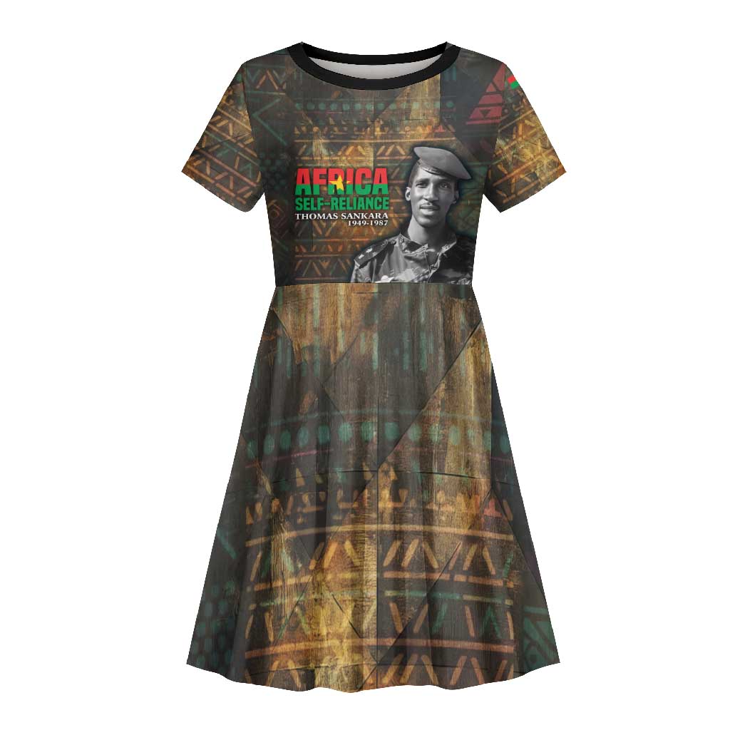 Thomas Sankara Kid Short Sleeve Dress Burkina Faso Africa Self-Reliance Message and Military Portrait - Wonder Print Shop