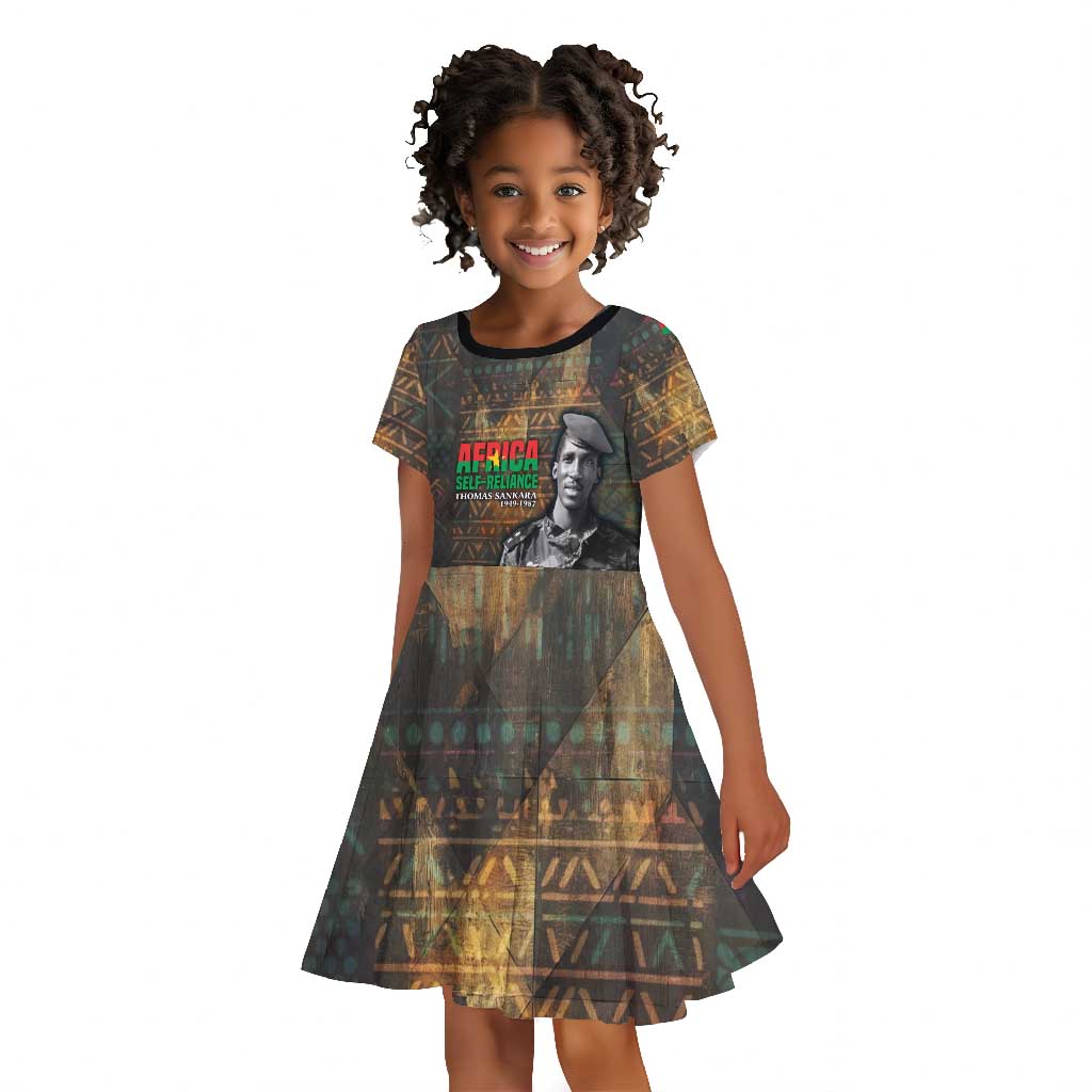 Thomas Sankara Kid Short Sleeve Dress Burkina Faso Africa Self-Reliance Message and Military Portrait - Wonder Print Shop