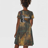 Thomas Sankara Kid Short Sleeve Dress Burkina Faso Africa Self-Reliance Message and Military Portrait - Wonder Print Shop