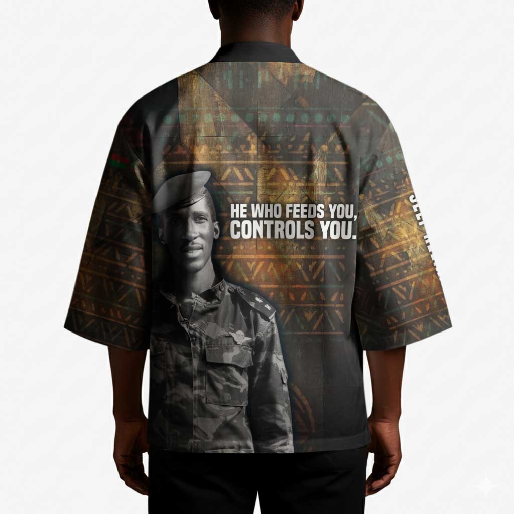 Thomas Sankara Kimono Burkina Faso Africa Self-Reliance Message and Military Portrait - Wonder Print Shop