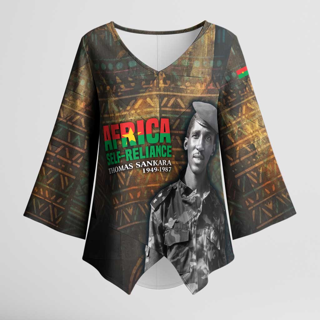 Thomas Sankara Kimono Sleeve Blouse Burkina Faso Africa Self-Reliance Message and Military Portrait - Wonder Print Shop