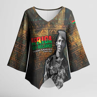 Thomas Sankara Kimono Sleeve Blouse Burkina Faso Africa Self-Reliance Message and Military Portrait - Wonder Print Shop