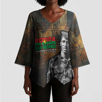 Thomas Sankara Kimono Sleeve Blouse Burkina Faso Africa Self-Reliance Message and Military Portrait - Wonder Print Shop