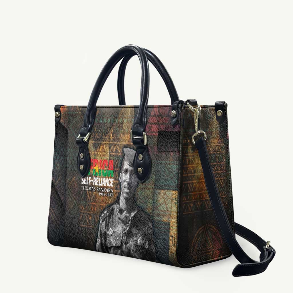 Thomas Sankara Leather Bag Burkina Faso Africa Self-Reliance Message and Military Portrait - Wonder Print Shop
