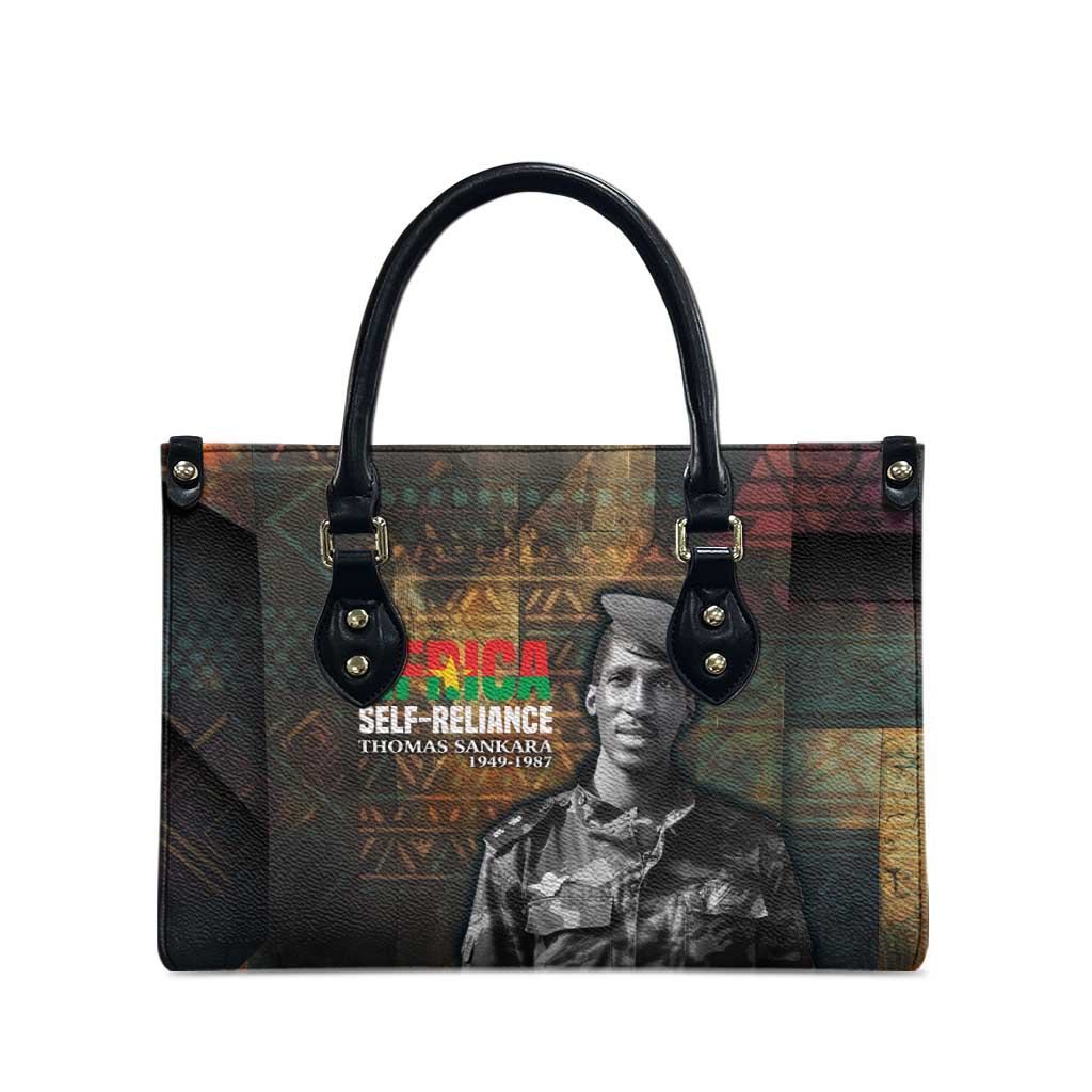 Thomas Sankara Leather Bag Burkina Faso Africa Self-Reliance Message and Military Portrait - Wonder Print Shop
