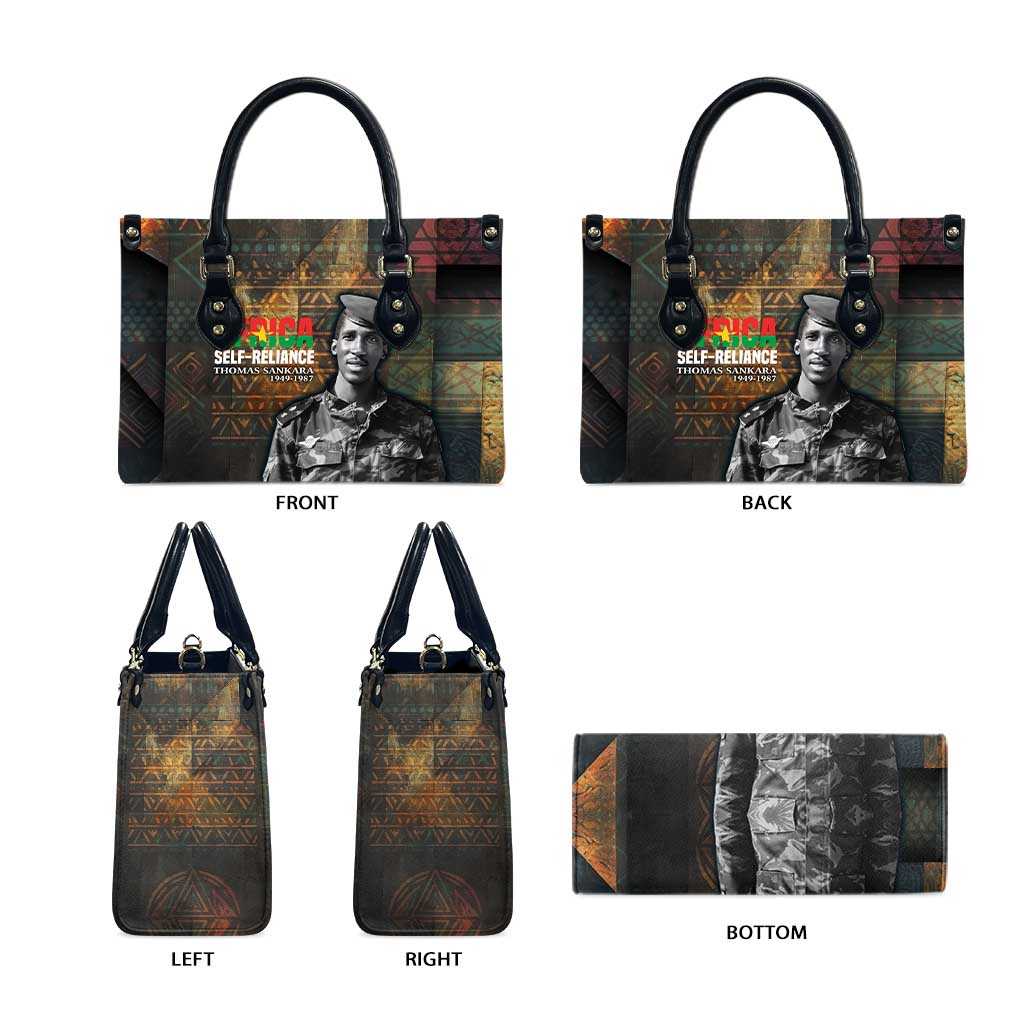 Thomas Sankara Leather Bag Burkina Faso Africa Self-Reliance Message and Military Portrait - Wonder Print Shop
