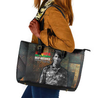 Thomas Sankara Leather Tote Bag Burkina Faso Africa Self-Reliance Message and Military Portrait - Wonder Print Shop