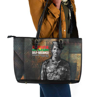Thomas Sankara Leather Tote Bag Burkina Faso Africa Self-Reliance Message and Military Portrait - Wonder Print Shop