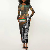 Thomas Sankara Long Sleeve Bodycon Dress Burkina Faso Africa Self-Reliance Message and Military Portrait - Wonder Print Shop