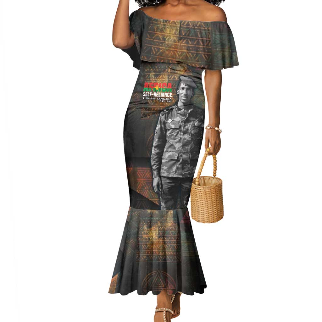 Thomas Sankara Mermaid Dress Burkina Faso Africa Self-Reliance Message and Military Portrait - Wonder Print Shop