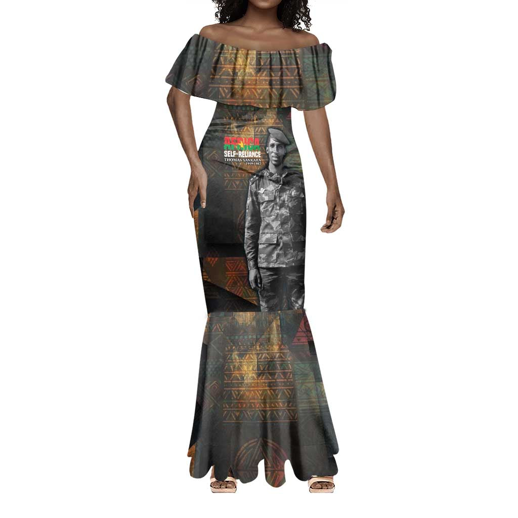 Thomas Sankara Mermaid Dress Burkina Faso Africa Self-Reliance Message and Military Portrait - Wonder Print Shop