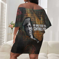 Thomas Sankara Off Shoulder Short Dress Burkina Faso Africa Self-Reliance Message and Military Portrait - Wonder Print Shop