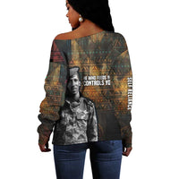 Thomas Sankara Off Shoulder Sweater Burkina Faso Africa Self-Reliance Message and Military Portrait - Wonder Print Shop
