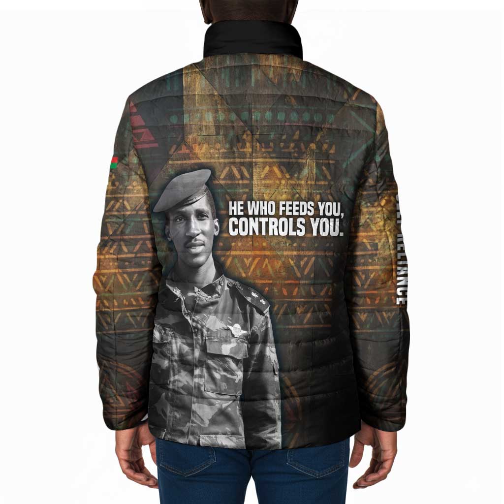 Thomas Sankara Padded Jacket Burkina Faso Africa Self-Reliance Message and Military Portrait - Wonder Print Shop