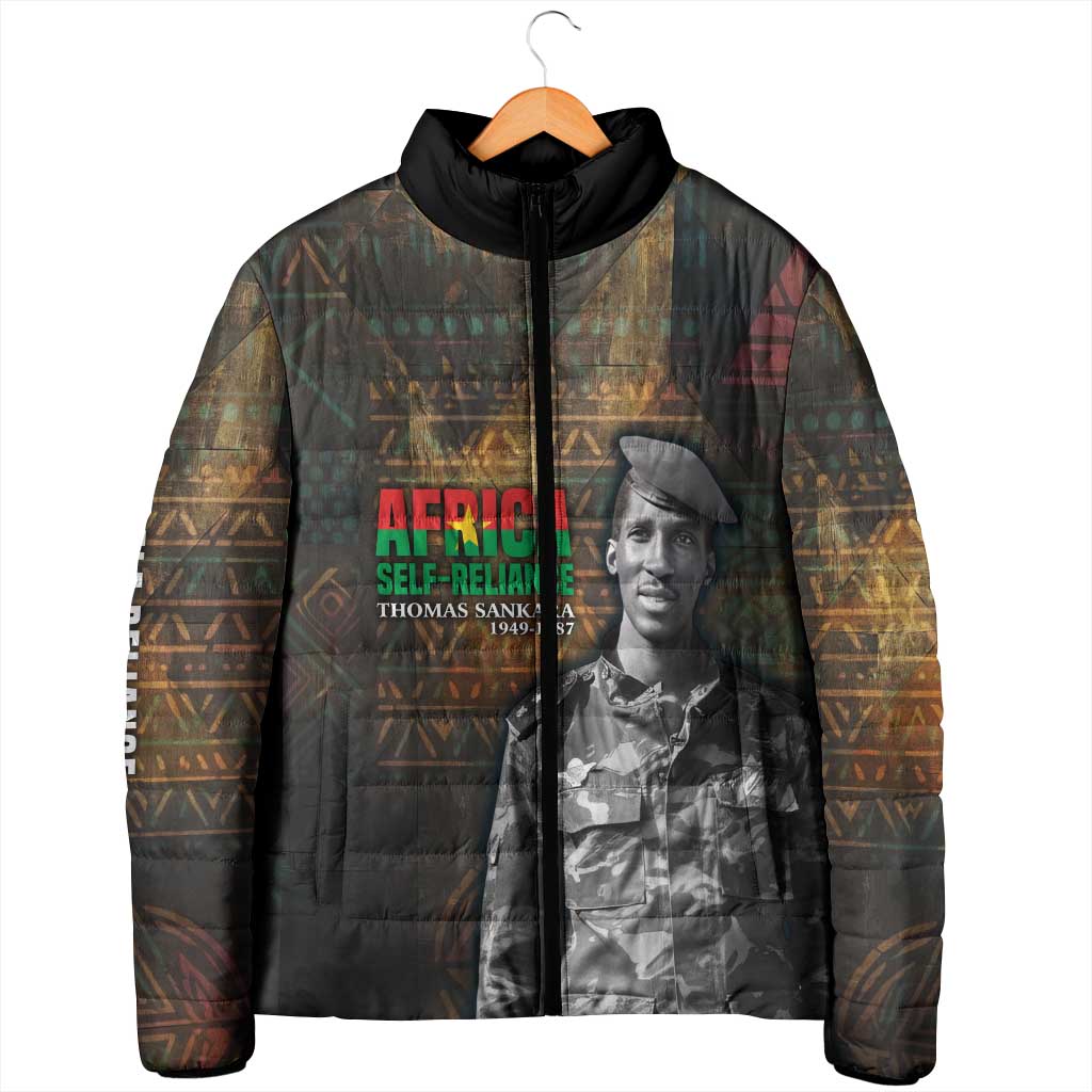 Thomas Sankara Padded Jacket Burkina Faso Africa Self-Reliance Message and Military Portrait - Wonder Print Shop