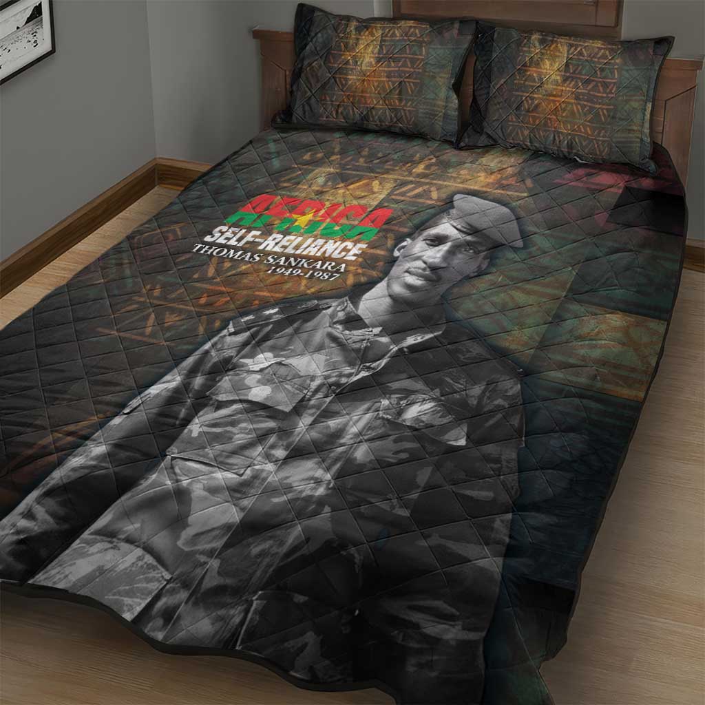 Thomas Sankara Quilt Bed Set Burkina Faso Africa Self-Reliance Message and Military Portrait - Wonder Print Shop