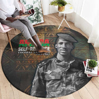 Thomas Sankara Round Carpet Burkina Faso Africa Self-Reliance Message and Military Portrait - Wonder Print Shop