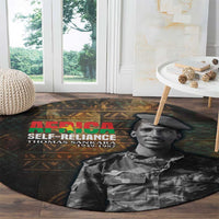 Thomas Sankara Round Carpet Burkina Faso Africa Self-Reliance Message and Military Portrait - Wonder Print Shop