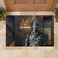 Thomas Sankara Rubber Doormat Burkina Faso Africa Self-Reliance Message and Military Portrait - Wonder Print Shop