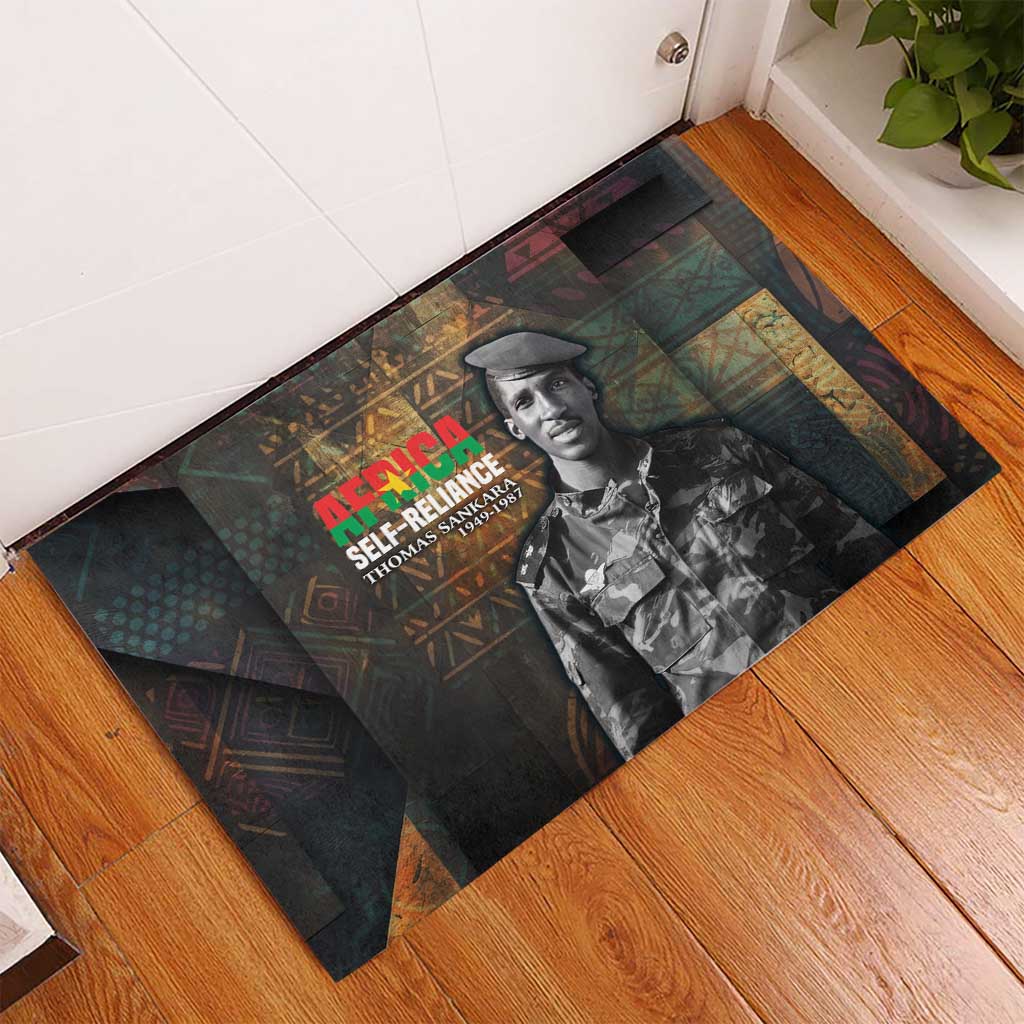 Thomas Sankara Rubber Doormat Burkina Faso Africa Self-Reliance Message and Military Portrait - Wonder Print Shop