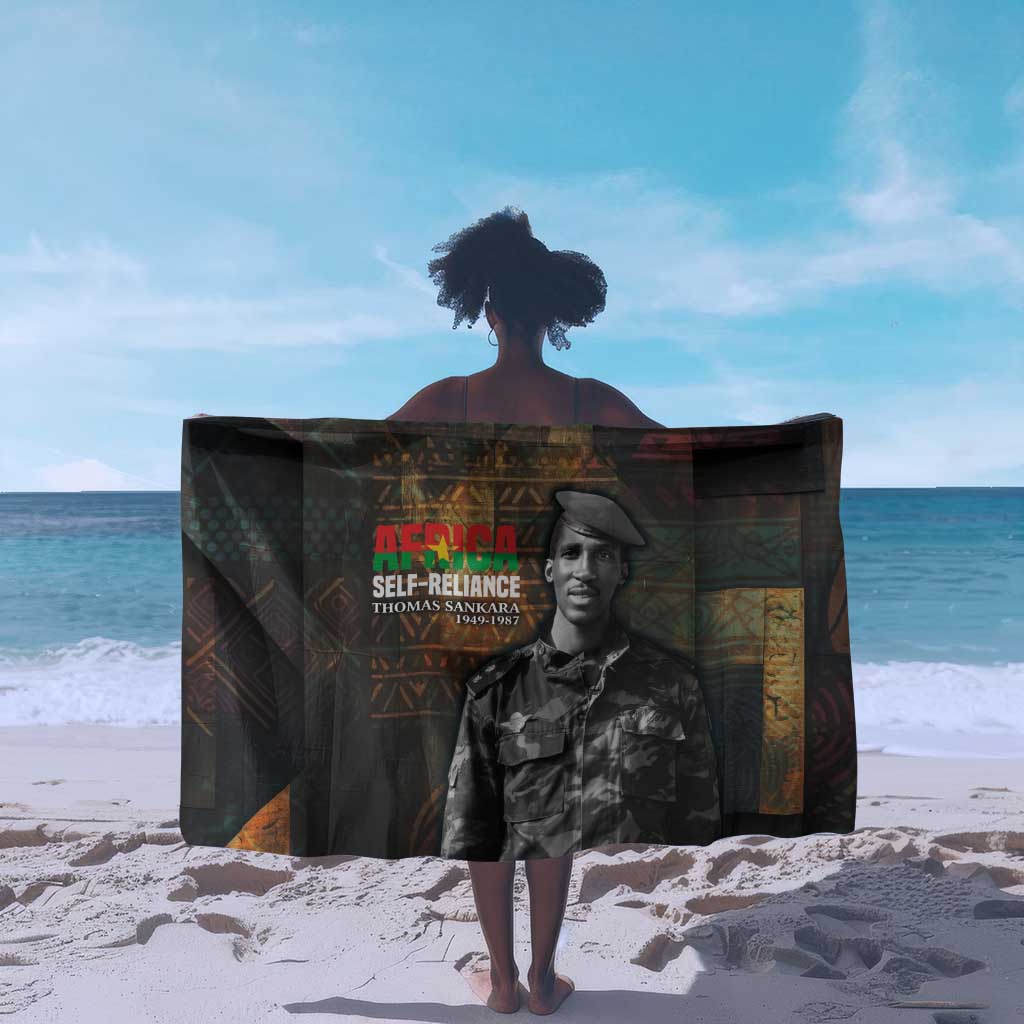 Thomas Sankara Sarong Burkina Faso Africa Self-Reliance Message and Military Portrait - Wonder Print Shop