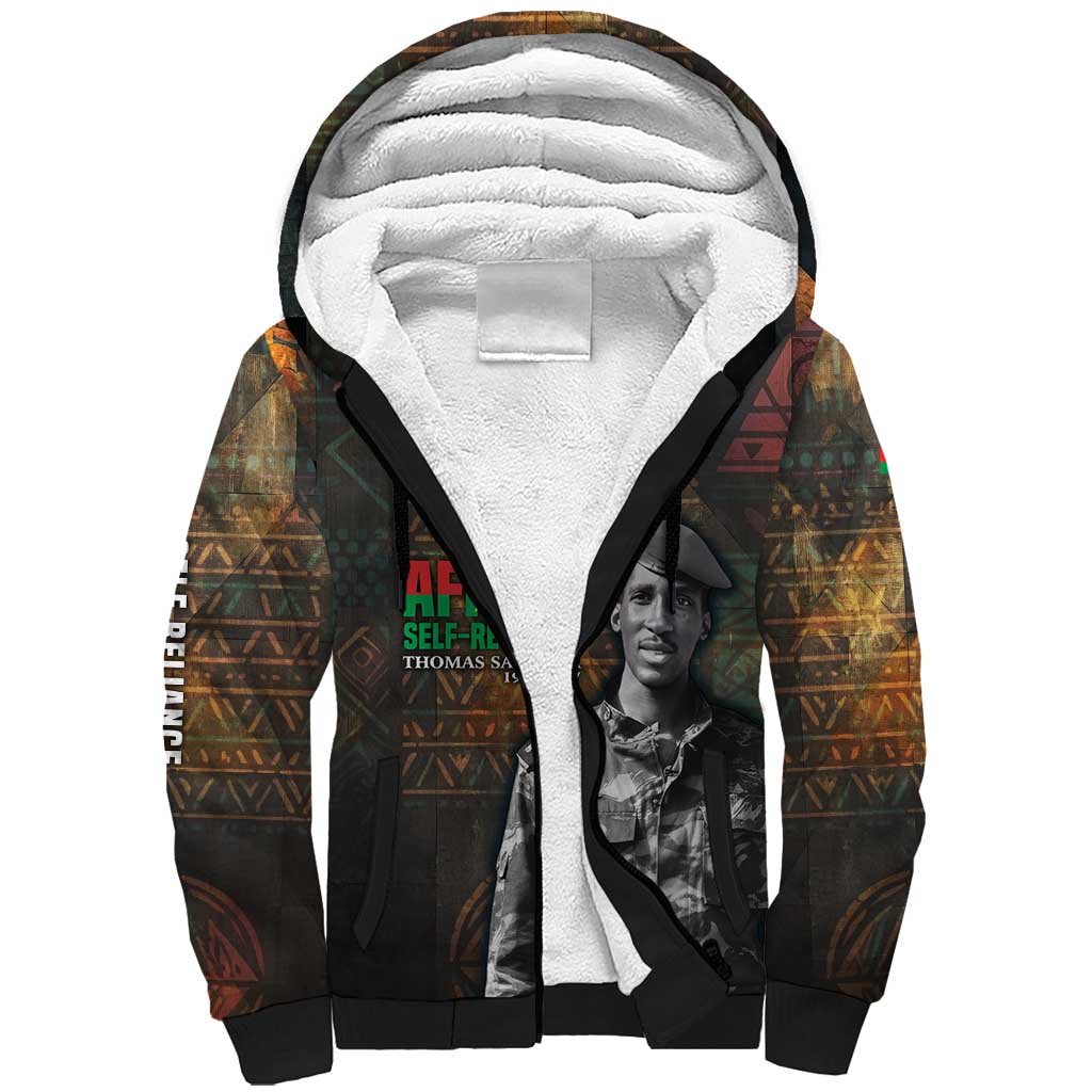 Thomas Sankara Sherpa Hoodie Burkina Faso Africa Self-Reliance Message and Military Portrait - Wonder Print Shop