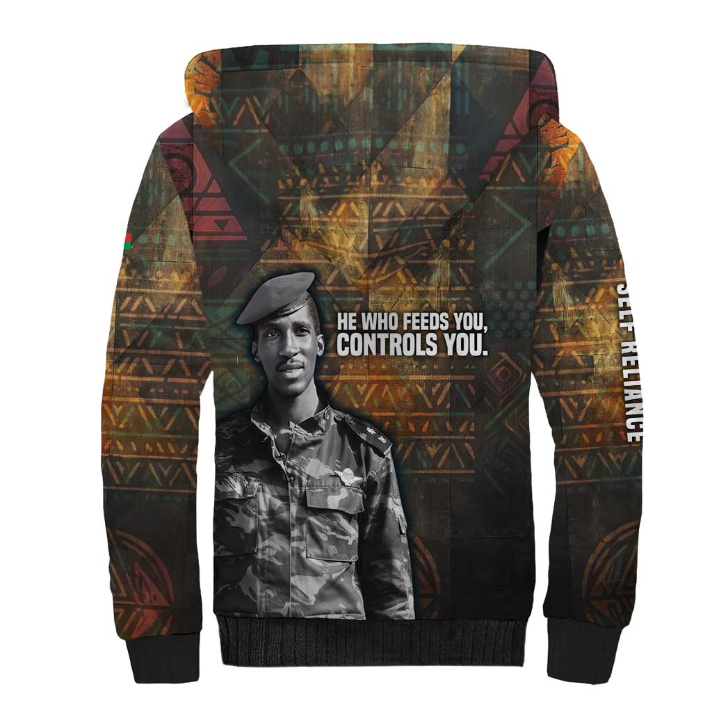 Thomas Sankara Sherpa Hoodie Burkina Faso Africa Self-Reliance Message and Military Portrait - Wonder Print Shop