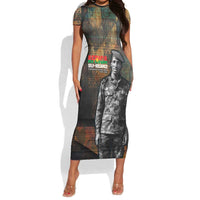 Thomas Sankara Short Sleeve Bodycon Dress Burkina Faso Africa Self-Reliance Message and Military Portrait - Wonder Print Shop