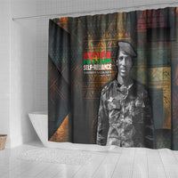 Thomas Sankara Shower Curtain Burkina Faso Africa Self-Reliance Message and Military Portrait - Wonder Print Shop