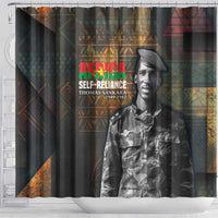 Thomas Sankara Shower Curtain Burkina Faso Africa Self-Reliance Message and Military Portrait - Wonder Print Shop