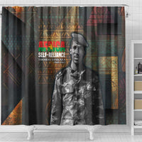 Thomas Sankara Shower Curtain Burkina Faso Africa Self-Reliance Message and Military Portrait - Wonder Print Shop