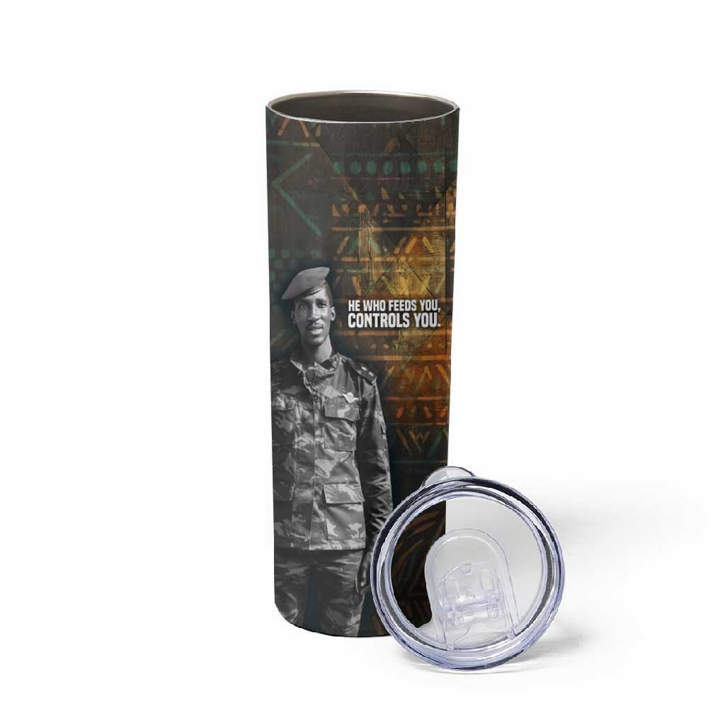 Thomas Sankara Skinny Tumbler Burkina Faso Africa Self-Reliance Message and Military Portrait - Wonder Print Shop